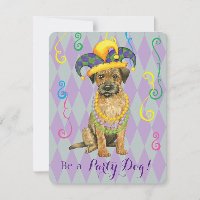 Convites Mardi Gras Border Terrier (Frente)
