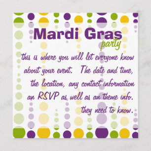Convites Mardi Gras Bubble Dots