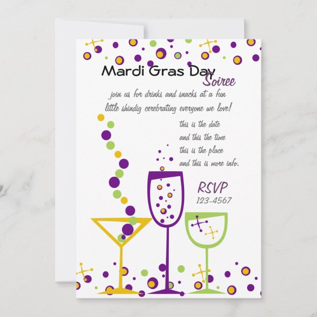 Convites Mardi Gras Cocktails (Frente)