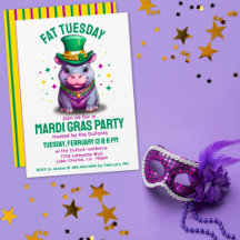 Mardi Gras Fat Terça-feira Hippo, com Miçangas