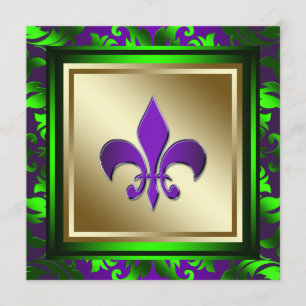 Convites Mardi Gras Fleur de Lis Wedding Elegante