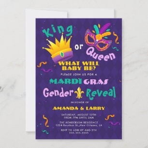 Convites Mardi Gras Gender Reveal