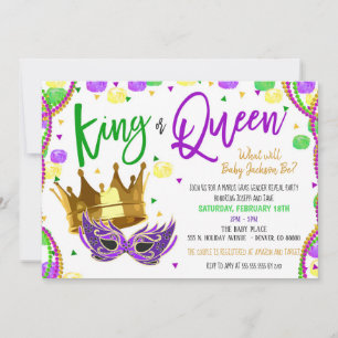Convites Mardi Gras Gender Reveal Invite