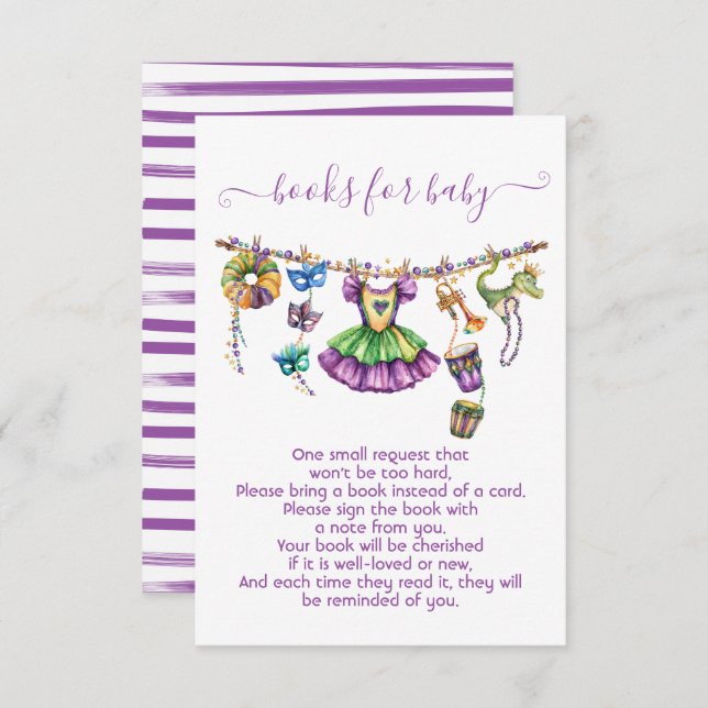 Convites Mardi Gras Girl Clothesline books para bebê (Frente/Verso)