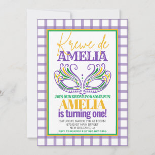 Convites Mardi Gras Krewe First Birday ANY AGE