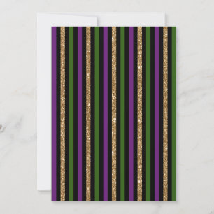 Convites Mardi Gras - Linhas Verticais Ouro Glitter NOLA