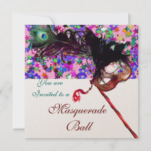 Convites MARDI GRAS MÁSCARA & CONFETE champagne