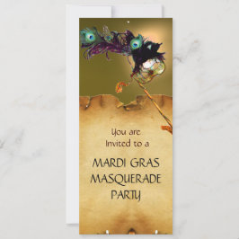 Convites MARDI GRAS MASCARADA PARTY Amarelo verde preto