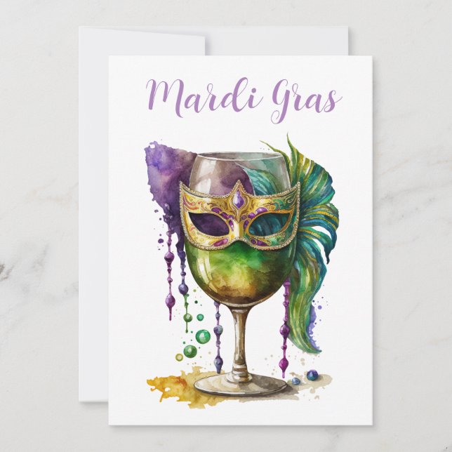 Convites Mardi Gras Mask (Frente)