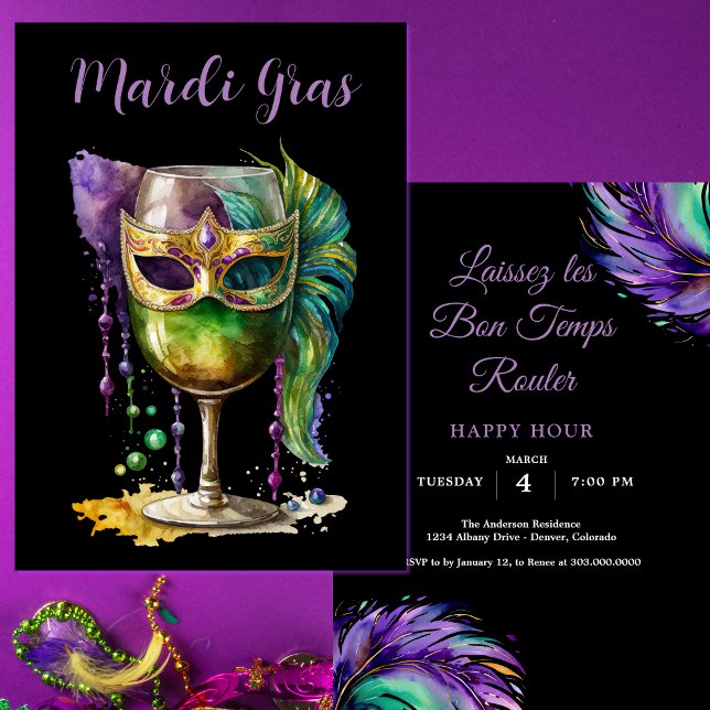 Convites Mardi Gras Mask (Criador carregado)