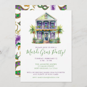 Convites Mardi Gras New Orleans House Party