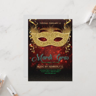 Convites Mardi Gras Party Flyer Template 