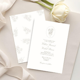 Convites Marfim Branco Casamento Oval Botânico