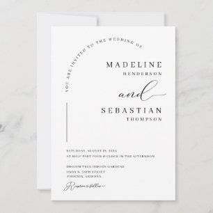 Convites Marfim Branco Elegante Arco Moderno Foto Casamento