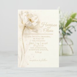 Convites Marfim Branco Floral Minimalista Luxo Elegante Cas