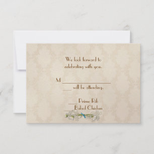 Convites Marfim Damask e Margaridas RSVP