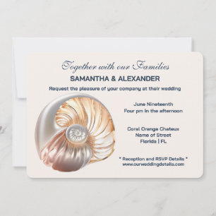Convites Marfim de Pêssego Concha Elegante Casamento