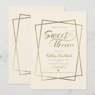Convites Marfim de tipografia de ouro moderno falso Sweet 1
