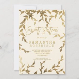 Convites Marfim do ramo ouro amarelo de queda moderno Doce