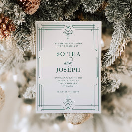 Convites Marfim e Verde | Casamento de Férias Elegante