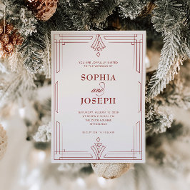 Convites Marfim e Vermelho | Casamento de Férias Elegante