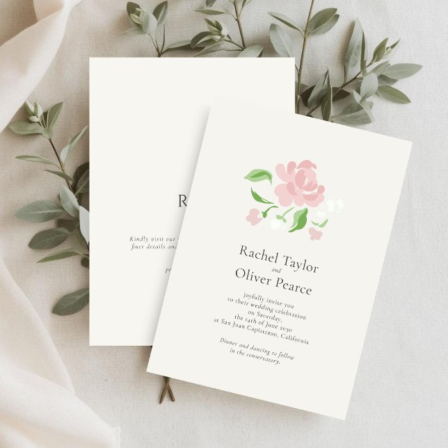 Convites Marfim | Floral Chic de Casamento em Aquarela (Criador carregado)