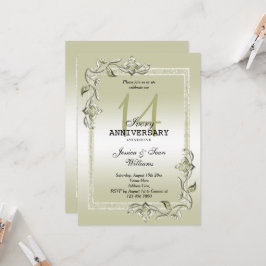 Convites Marfim Gem & Glitter 14º Aniversário de Casamento