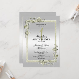 Convites Marfim Gema, Brilho & Prata 1º Casamento