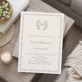 Convites Marfim taupe monogramado luxuoso aniversário elega