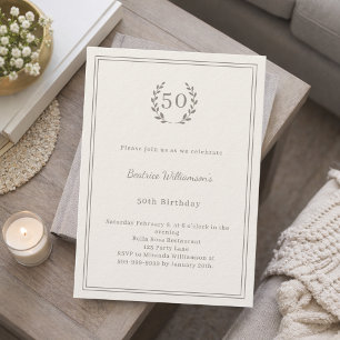 Convites Marfim taupe monogramado luxuoso aniversário elega