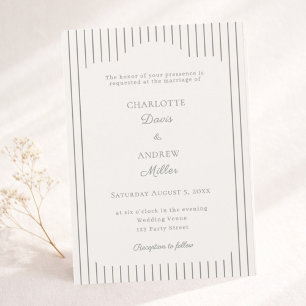 Convites Marfim Taupe riscado elegante clássico Casamento