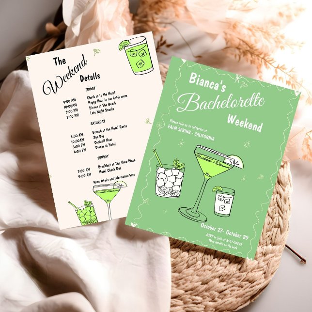 Convites Marg & Matrimony Bachelorette Weekend Itinerário (Criador carregado)