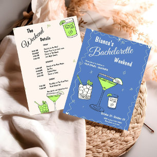 Convites Marg & Matrimony Bachelorette Weekend Itinerário