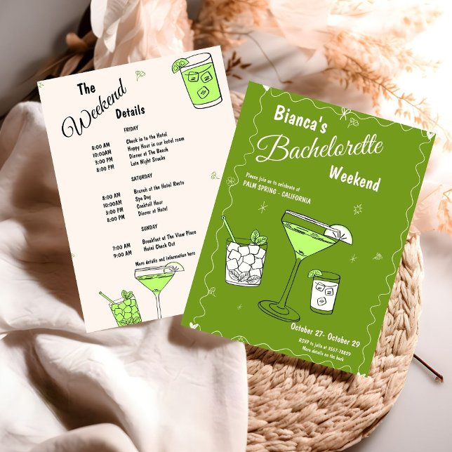 Convites Marg & Matrimony Bachelorette Weekend Itinerário (Criador carregado)