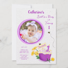 Convites Margarida Amarelo Roxo Primeiro Aniversário