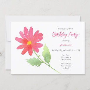 Convites Margarida Cor de Água Rosa Coral