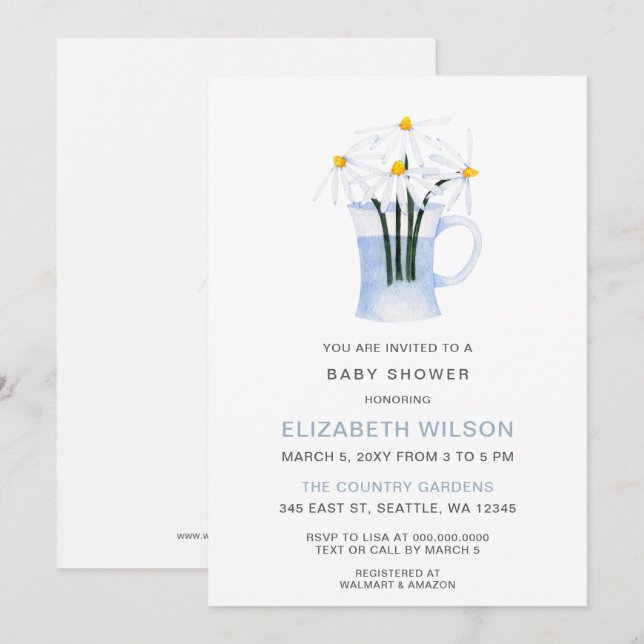 Convites Margarida Cótea Margarida Gênero Chá de fraldas ne (Frente/Verso)