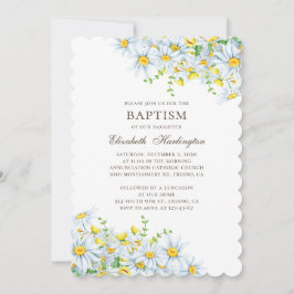 Convites Margarida de aquarela. Flores de campo. Batismo fl