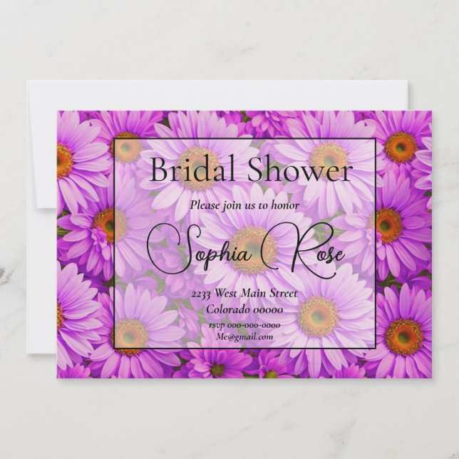 Convites Margarida floral magenta-rosa-escura elegante (Frente)
