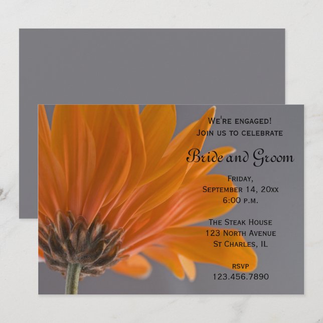 Convites Margarida Laranja na Festa de noivado da Cinza (Frente/Verso)