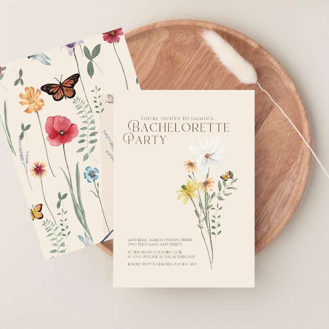 Convites Margarida Whimsical Festa de solteira de flor selv (Whimsical Daisy Wildflower Bachelorette Party Invitation)