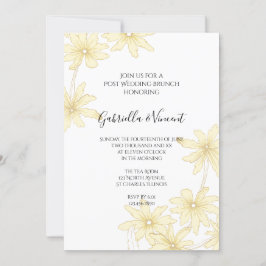 Convites Margaridas Amarelas Pálidas Brunch Pós-Casamento