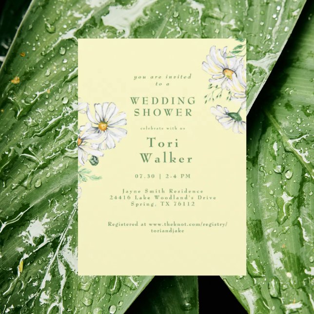 Convites Margaridas Brancas Chuva de Casamento Amarela e Br (Criador carregado)