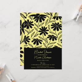 Convites Margaridas Tinta Preta Chuveiro de Noiva Boho Amar