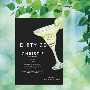 Convites Margarita 30 Surprise Black Festa de aniversário