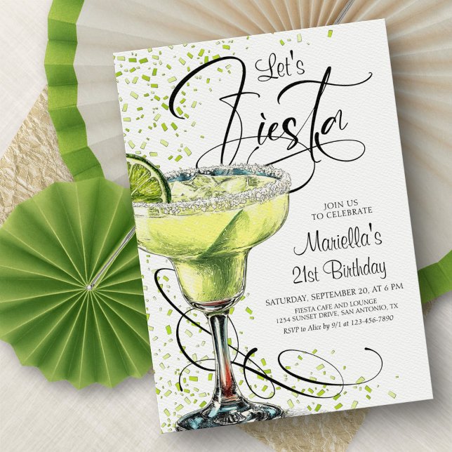 Convites Margarita Fiesta Birthday Invitation (Criador carregado)