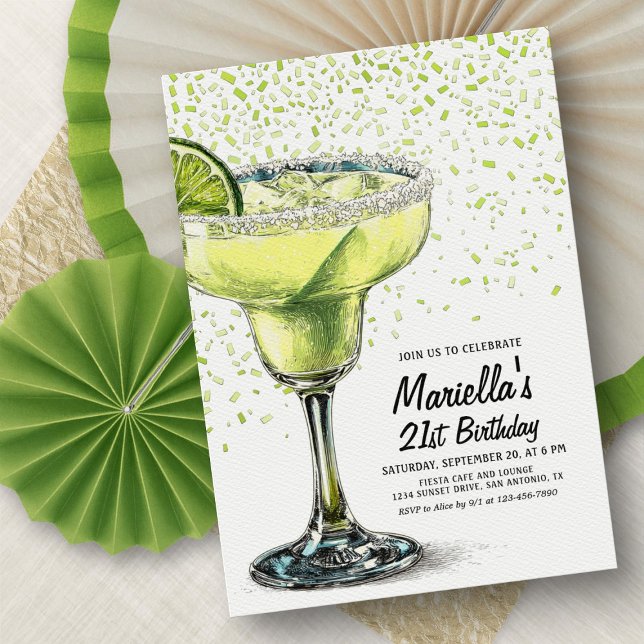 Convites Margarita Fiesta Birthday Invitation (Criador carregado)