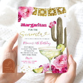 Convites Margarita Floral Fiesta do Cacto Mexicano Rosa Que