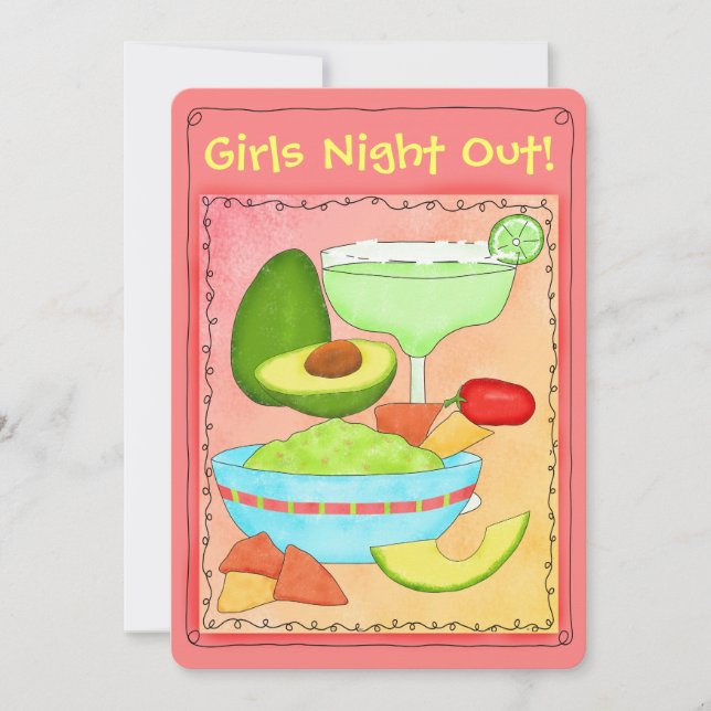 Convites Margarita Guacamole Girls Night Out Party (Frente)