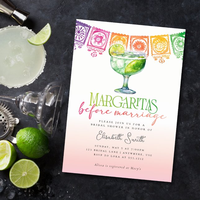 Convites Margaritas antes do Casamento Fiesta Chá de panela (Criador carregado)